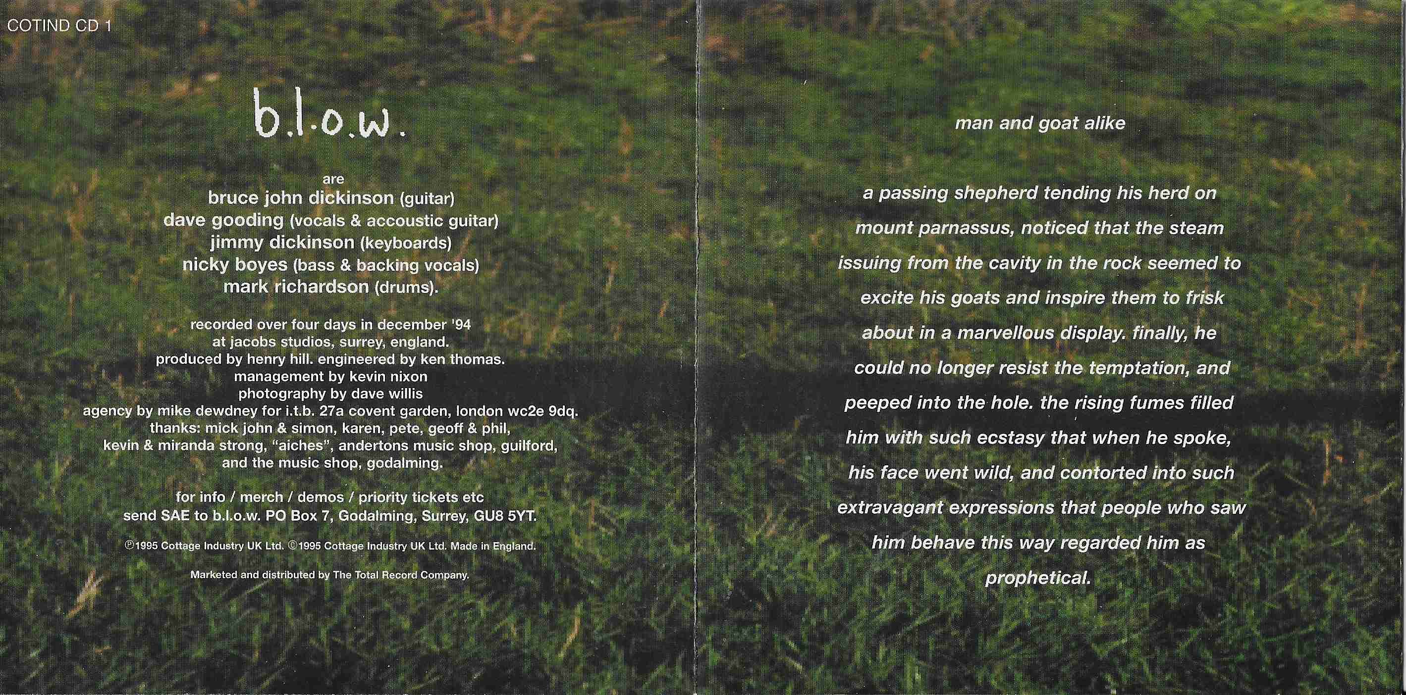Middle of cover of COTINDCD 1